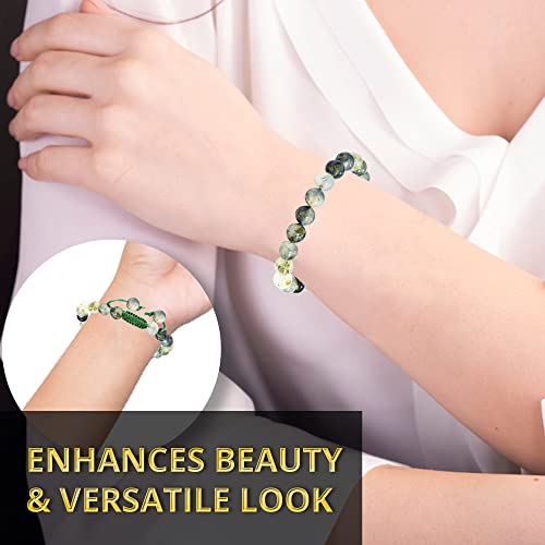 ANAYA AGATE Energy Protection Crystal Handmade Adjustable Bead Bracelet Perfect for Men, Women’s Christmas Gift - Gemstone Healing Stretch Bracelet Pulsera Para Hombre Mujer Stocking Stuffer - color: Prehnite