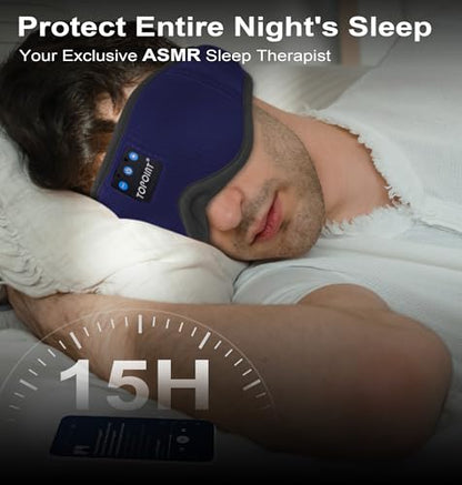 Sleep Mask with Headphones Bluetooth 5.4, TOPOINT 3D Eye Mask Blackout Breath Silk for Side Sleepers Women Men, Sleep Headphones Earphones HD Speaker Microphone for Travel Meditation Gift, CPAP Users - color: Oxygen Indigo