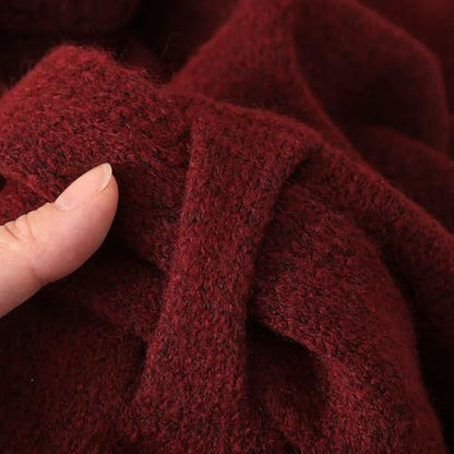 Pashmina Shawl Wraps for Women, Knitted Shawls and Wraps Cardigan Cape Wool Cashmere Shoulder Top Sweater Shawl Scarf - color: Red