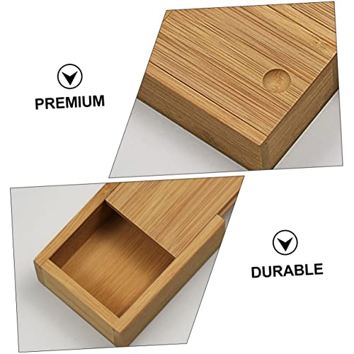 FOMIYES Bamboo Pull-out Lid Storage Box Decorative Jewelry Organizer Desktop Storage Solution for Home and Office Natural Finish Practical Design