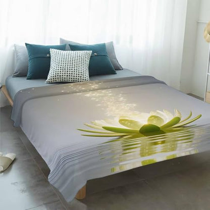 Zen Meditation Lotus Floral Blanket Soft Cozy Warm Throw Blanket for Couch, Plush Fuzzy Flannel Fleece Blankets for Sofa, Green Floral Modern Art Bed Blankets Lightweight Gifts for Women, 32"x48" - size: 32x48 Inch