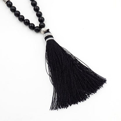 mala Beads Necklace for Women Man, mala Bracelet, Prayer Beads Necklace - color: black onyx