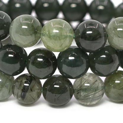 Justinstones Gemstone Crystals Chakra Beads Bracelet Crystal Healing 10mm Round Stretchable Bracelet for Her Gift - color: Green Rutilated Quartz