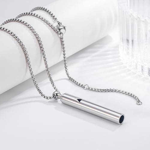 Breathing Easy Necklace, Mindfulness Breathing Stainless Steel Pendant for Stress Relief, Anxiety Management & Smoking Cessation Aid, Intricate Engraving for Men Women - color: Sliver