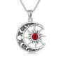 Sun and Moon Necklace 925 Sterling Silver Sun Moon Pendant Gemstone Jewelry Gifts for Women - style: January