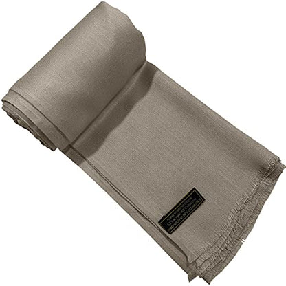 CJ Apparel Solid Color Fringe Design Fringe Shawl Scarf Wrap Stole Throw Head Wrap Pashmina Gift Hand Made in Nepal New - color: Light French Beige Fc1069