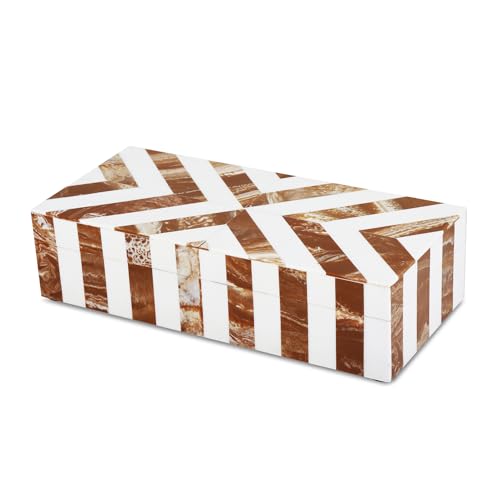 Handicrafts Home Decorative Storage Box 10x4.5 – Remote Control Holder, Jewelry Organizer, Modern Decorative Box with Lid, Boho Chic Home Décor Accent, Vintage Memory Box for Living Room Shelf Décor - color: CHEVRON-BROWN, size: 10x4.5x2.5 inch