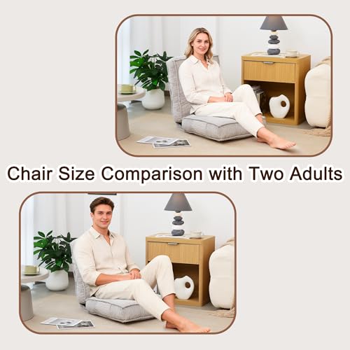 Adjustable Floor Chair with Back Support, 6-Position, Folding Japanese Meditation Tatami Chair, Comfy Gaming Chairs for Adults, Accent Reading Chairs, Living Room, Bedroom, Light Grey - color: Light Grey