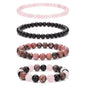 4pcs Beaded Bracelets for Women,Natural Healing Crystal Gemstones Bracelet,Anxiety Stress Relief Bracelet Handmade purple Jewelry Gifts for Women - color: Rose Quartz&Obsidian&Rhodonite