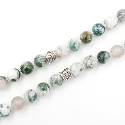 mala Beads Necklace for Women Man, mala Bracelet, Prayer Beads Necklace - color: tree agate