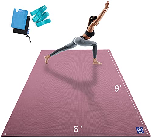 MRO Extra Large Yoga Mat, 12'x6'/9'x6'/7'x5'/6'x4' (9MM) Extra Wide and Thick Exercise Mats for Home Gym Workout, Non-Slip, Soft for Women and Men Fitness, Ideal for Barefoot Yoga, Pilates, stretching - color: Purple, size: 9*6 FT