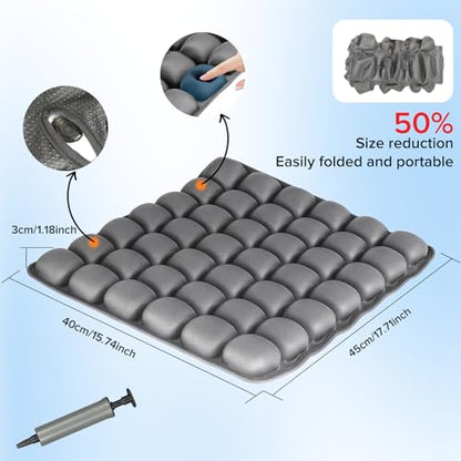 Sondour Travel Seat Cushion, Airplane Cushion Long Flight, Airplane Gadgets Inflatable Seat Cushions, Portable Airline Cushion With Air Pump, Wheelchair Cushions; Pressure Relief Seat Cushion - 1 Grey - color: Gray