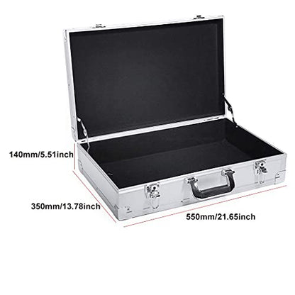 Aluminum Hard Case Briefcase Toolbox Carrying Case Portable Tool Case Protect Your Valuables Large Size 550X350X140 Mm