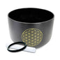11" C Note Crystal Singing Bowl Black Life of Flower Root Chakra Quartz Singing Bowl Meditation Sound Healing with Suede Striker O-ring - size: 11 inch C NOTE
