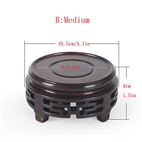 Small Buddha Statue Teapot & Vase Base - Unique Round Stone Bonsai Ornament, Wooden Carving Home Décor for Zen & Meditation Spaces (M)
