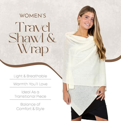 Velanio Cashmere Luxury Knitted Wrap Travel Shawl Scarf, Pashmina Stole, All-Season Scarf for Women Cashmere Wool Blend - color: Spray -White