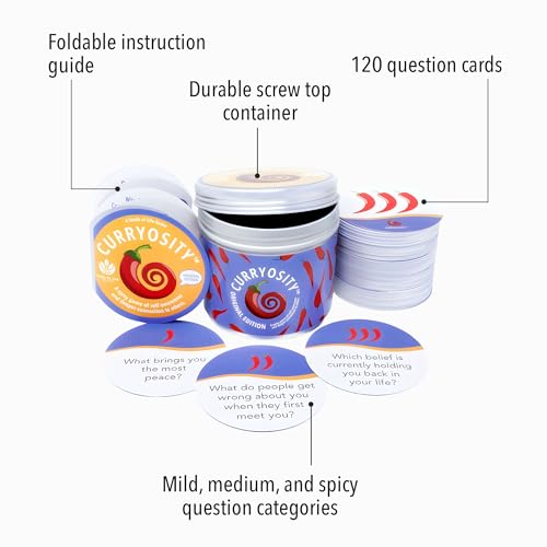 Curryosity™ Original Edition – 120 Conversation Starter Cards for Family & Friends | Icebreaker Game with 3 Spice Levels | Fun Card Game for Building Trust, Connection & Meaningful Conversations - style: Original