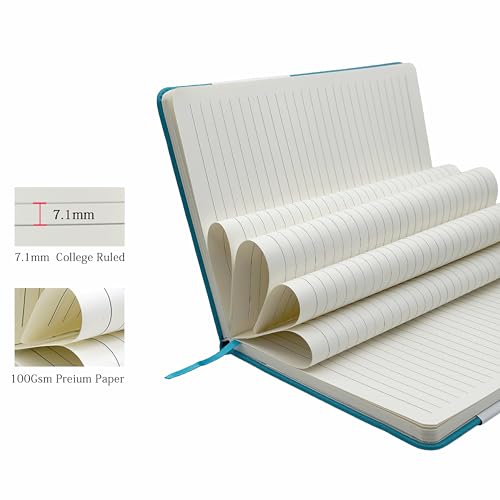Hardcover Lined Journal Notebook, 192 Pages A5 Notebooks College Ruled, Journal for Women & Men, Notebooks for Note Taking/School/Work, 100GSM, 5.7" x 8.5" (Blue) - color: Blue