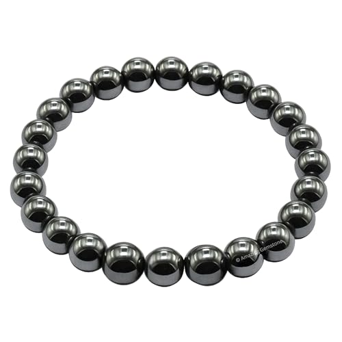Amazing Gemstone Crystal Bracelet for Women Men's Gifts - Protection Healing Crystal Bracelet - 8mm Gemstone Beaded Stretchable Bracelet Pulseras Para Hombres Mujer Stocking Stuffers Mothers Day Gift (Hematite) - color: Hematite