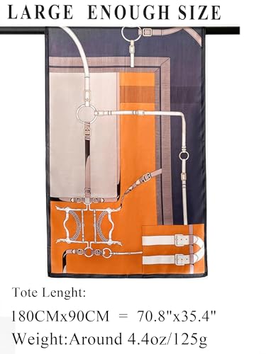 Large Shawl Scarf For Women Lightweight Wraps Silky Headscarf Long Sunscreen Scarfs - color: T27 Orange Chain / 70"x 35"