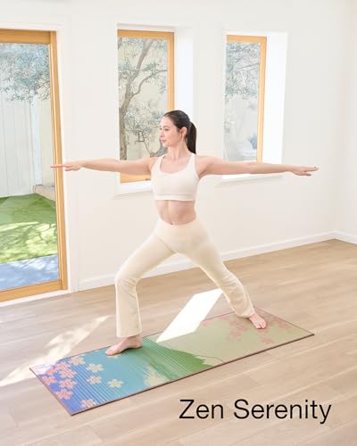 FULI Japanese Tatami Yoga Mat, Igusa Mat, Non-Slip Exercise & Fitness Mat for Pilates & Floor Workouts, Made in Japan, 1/4 in Thick, Sakura Fuji