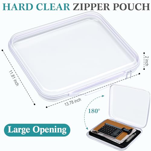 Sanwuta 4 Pcs Clear Hard Zipper Case with Handle Office Storage Cases Hard Plastic Pouches Transparent Bins for Crafts, Snacks, Cosmetics, Puzzles(13.8 x 11.8 x 2 Inches,White) - size: 13.8 x 11.8 x 2 Inches