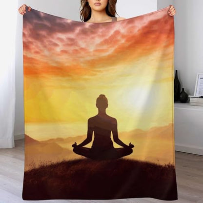 Yoga Meditation Soft Throw Blanket for Couch Lightweight Flannel Blanket for Sofa Couch Throw Bed Warm Cozy Decorative Blankets Fall Winter Decor 30"x40" - size: 30"x40"