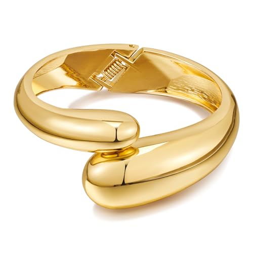 WOWORAMA Teardrop Gold Cuff Bracelets for Women Adjustable 18K Gold Plated Chunky Open Cuff Bangle Bracelets Minimalist Thick Gold Wrist Cuff Bracelets - color: Wide Cuff - Chunky Gold-tone