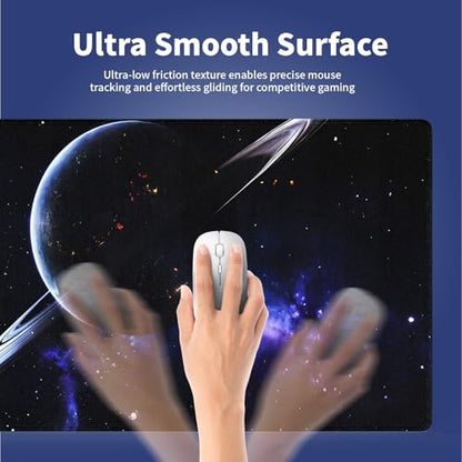 Extra Large Gaming & Office Mouse Pad (31.5" x 11.8") – Space Planets Navy Blue Galaxy, Premium Anti-Slip XXL Desk Mat with Durable Stitched Edges - color: Design WKLXD035