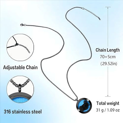 Aromatherapy Diffuser Necklace-Eagles Essential Oil Necklace,Aromatherapy Diffuser Pendant for Men and Women,Portable,Suitable for Yoga,Meditation,Travel,Stress Relief Gift(Black 30mm) - color: Eagles Black