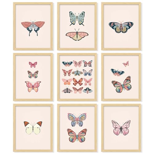 97 Decor Vintage Butterfly Poster - Girly Butterfly Wall Art, Artsy Butterflies Prints, Vintage Pastel Nature Butterflies Pictures for Home Bedroom Decoration (8x10 UNFRAMED) - color: Butterfly Poster