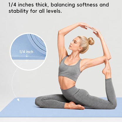 Extra Wide Yoga Mat 72" x 32", 6mm Non Slip TPE Exercise Mat with Carrying Strap, Large Workout Mat for Yoga, Pilates, Stretching, HIIT & Home Gym - color: Ice Blue
