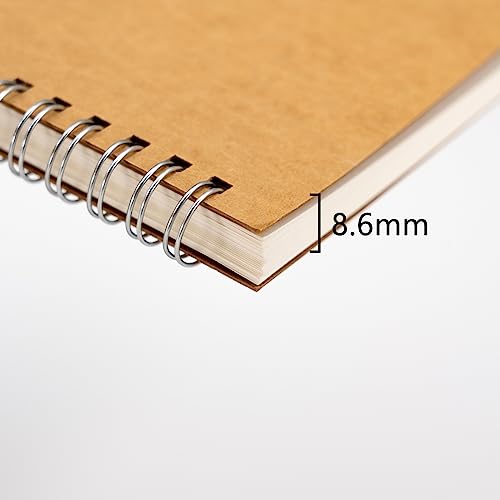 10 inch x 7.5 inch, 100GSM, Blank Spiral Notebook, 1-Pack, Soft Cover, Sketch book, 120 Pages / 60 Sheets, (Brown)