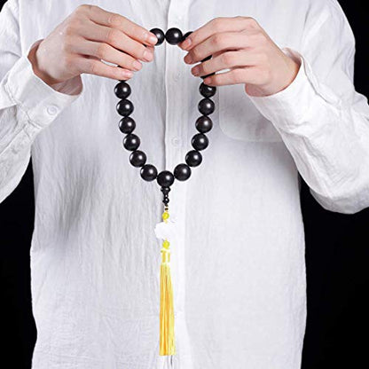 Zen Dear Unisex Natural Ebony Wood Buddhist Prayer Bead Necklace Bracelet Tibetan Prayer Mala Beaded Black - style: 20mm 21beads Boutique