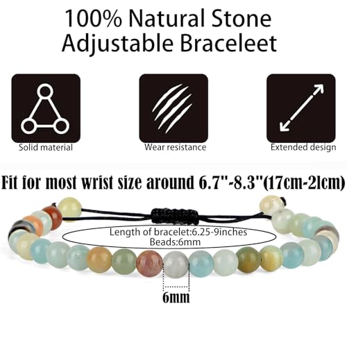 QOGIR Handmade Healing Bracelet,6mm Natural Gem Stone Bracelet rope bracelet - color: Amazonite(Communication and Expression), size: 6mm