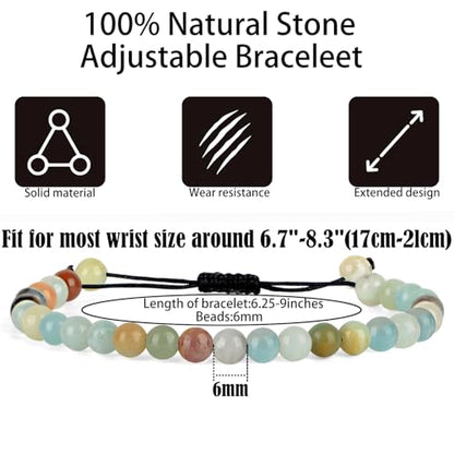QOGIR Handmade Healing Bracelet,6mm Natural Gem Stone Bracelet rope bracelet - color: Amazonite(Communication and Expression), size: 6mm