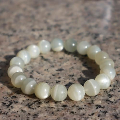 Natural Handmade Healing Chakra Bracelet - color: 10mm-Green Moonstone-FOR 7-8 INCH WRIST