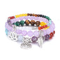 Tree of Life Yoga Healing Stone Bracelets,Multilayer Lotus Chakra Stone Reiki Bracelet Sets,Anxiety Crystal Natural Stone,for Women Stress Relief - style: Chakra+Purple jade