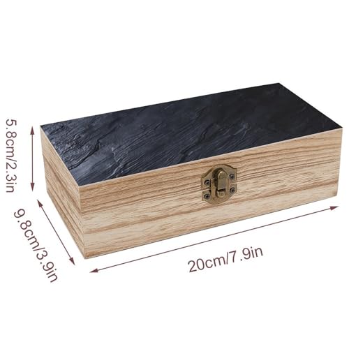Black Grey Slate Wooden Storage Box Decorative Trinket Keepsake Box Wood Jewelry Organizer Box for Bedroom Office with Hinged Lid And Front Clasp