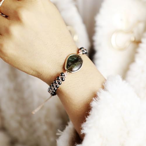 Women Boho Wrap Bracelet,Handmade Natural Stone Crystal Emperor Beads Heart Bracelet, Fashion Bohemian Jewelry Gift for Women