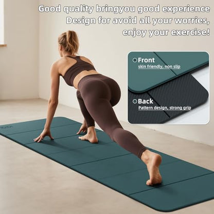 Foldable Yoga Mat Extra Thick 0.32 Inches（8mm） - SGS Certified POE Material Exercise Mat, Non-Slip Design Fitness Mats, Multi-Purpose Workout Mats for Studio or Home Use - color: Deep green