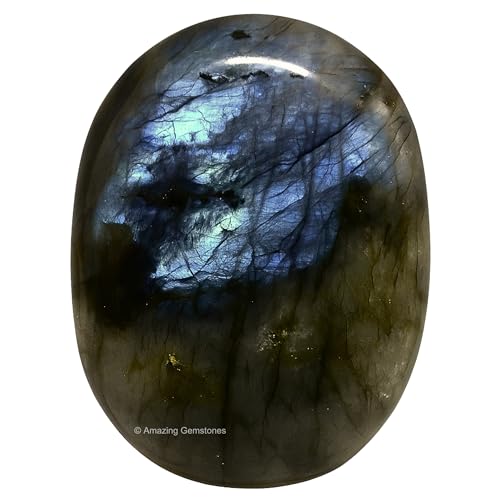 Amazing Gemstone Labradorite Crystals, Healing Stones - Large Palm Stone Crystals Piedra for Good Luck, Balanced Positive Energy, Meditation - Unique Stocking Stuffers, Birthday Gifts for Women, Men - color: Labradorite