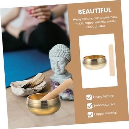 SECFOU 1set Tibetan Singing Bowl Handmade Meditation Sound Bowl with Mallet for Yoga Relaxation and Chakra Healing Lightweight Portable Meditation Accessory for - size: 8x8x5cm