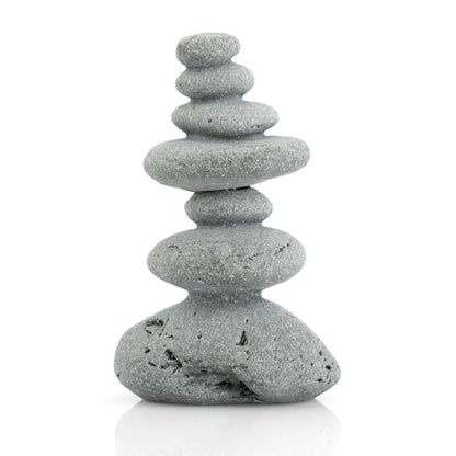 Aquarium Decor,7-Stone Mini Stacked Zen Rock Stone Decor – Balanced Stones Cairn Statue for Garden, Fish Tank, and Micro Landscape (3.7" H)