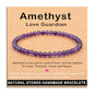 AD Beads Handmade Gemstone Stretch Elastic Bracelet Crystal Healing Reiki Nature's Beauty and Spiritual Essence Unisex - color: Amethyst (Love Guardian), size: 4mm