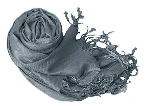Peach Couture Women’s Pashmina Shawl Wrap – Warm Long Large Scarf for Evening Dress, Bridesmaid, Wedding & Bridal Wear - color: Charcoal Grey