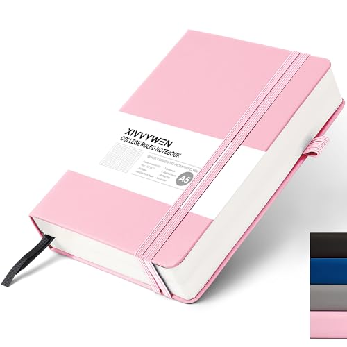 Lined Journal Notebook for Women Men, 352 Pages A5(5.7" x 8.3")College Ruled Hardcover Leather Journals for Writing, Daily Journal Notebooks for Work, Note Taking, Travel, School, Business (Pink) - color: Pink