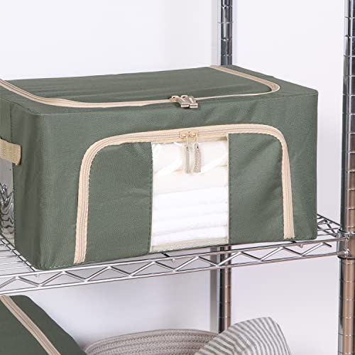Fuji Boeki 63512 Storage Box, Width 15.4 x Depth 11.4 x Height 7.9 inches (39 x 29 x 20 cm), Green, 5.6 gal (22 L), with Small Window, Stackable - color: Green, size: 22L