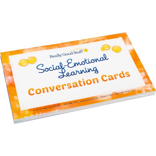 Really Good Stuff Social-Emotional Learning Conversation Cards for Home- Set of 18-Help Kids Learn and Discuss Feelings-Activities to Express Emotions - style: Social-Emotional From Home