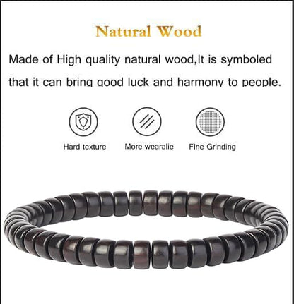 Prayer Bead bracelet Mala Beaded Bracelets for Men Women 12/15MM … - color: 4*7mm Barrel beads Ebony